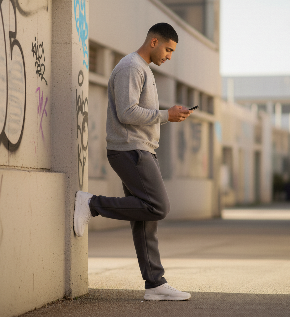 Evora Men’s Premium Minimalist Grey Sweatshirt – Streetwear Comfort Edition