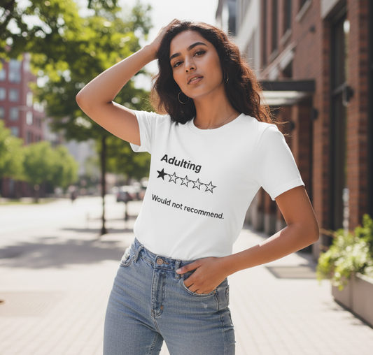 Adulting 1-Star Rating T-Shirt – Funny Relatable Women’s Tee | Evora