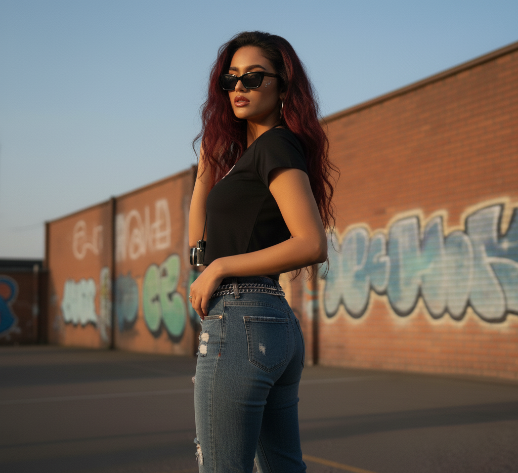“Baby Girl Street Style Crop Top – Black & White Edition”