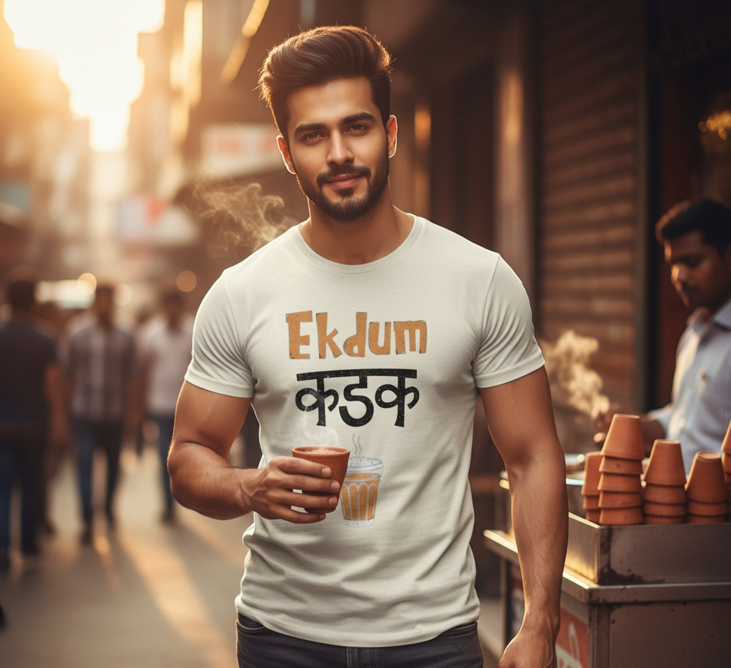 Ekdum Kadak" Hindi Chai Graphic T-Shirt | Indian Streetwear Tee