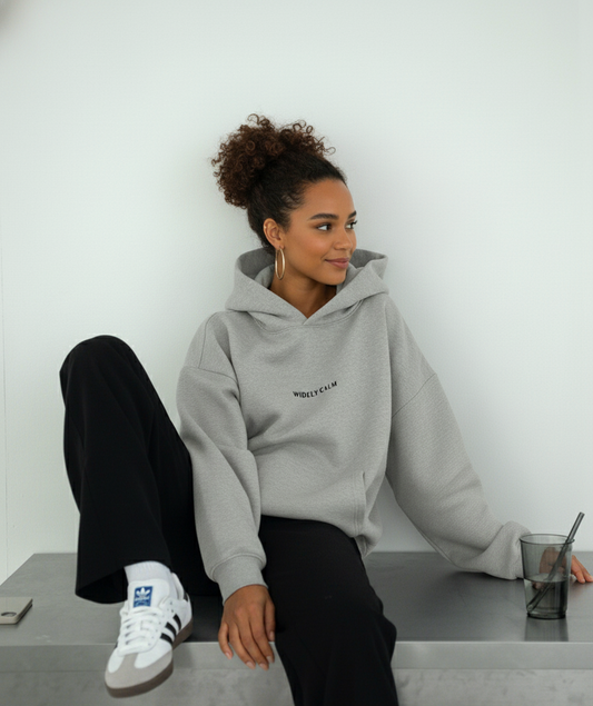 Widely Calm Women’s Minimalist Oversized Hoodie – Soft Grey
