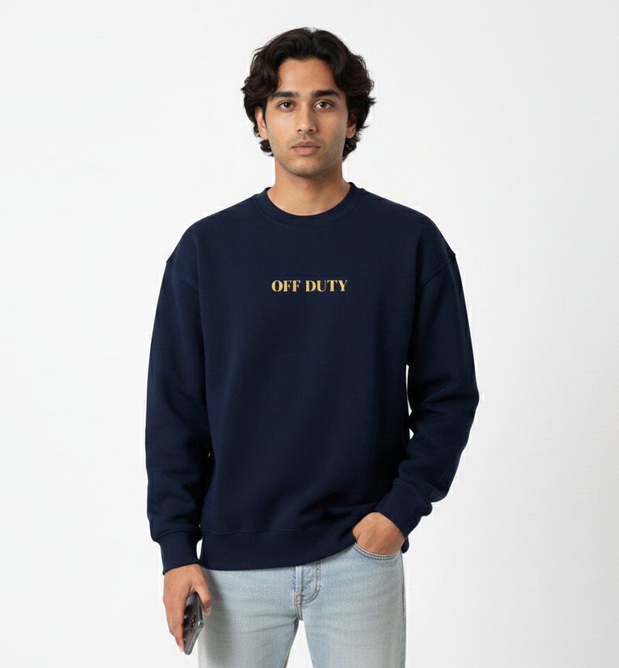 System Recalibration Oversized Men’s Navy Sweatshirt