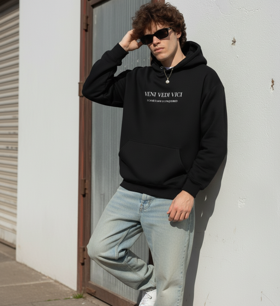 Evora “Veni Dedi Vici” Hoodie – Minimal Streetwear Essential