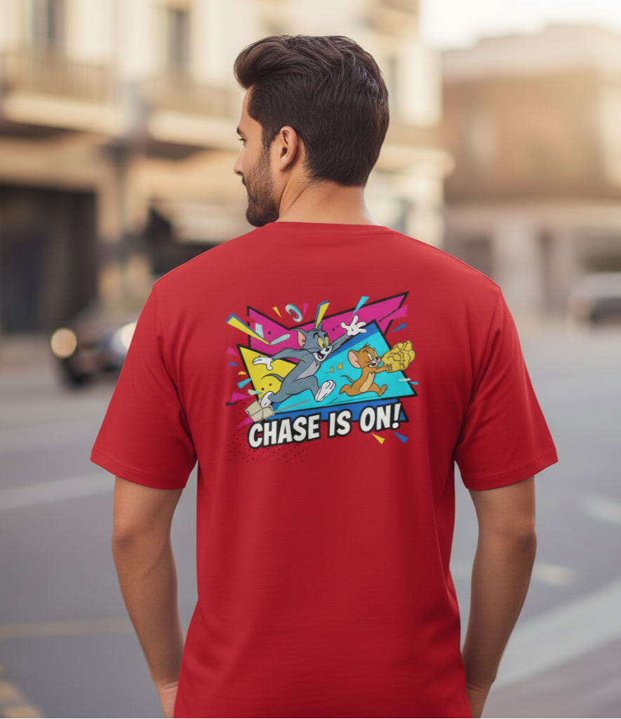 Pocket Jerry Men’s Oversized T-Shirt | Fun Cartoon Graphic Tee in Red