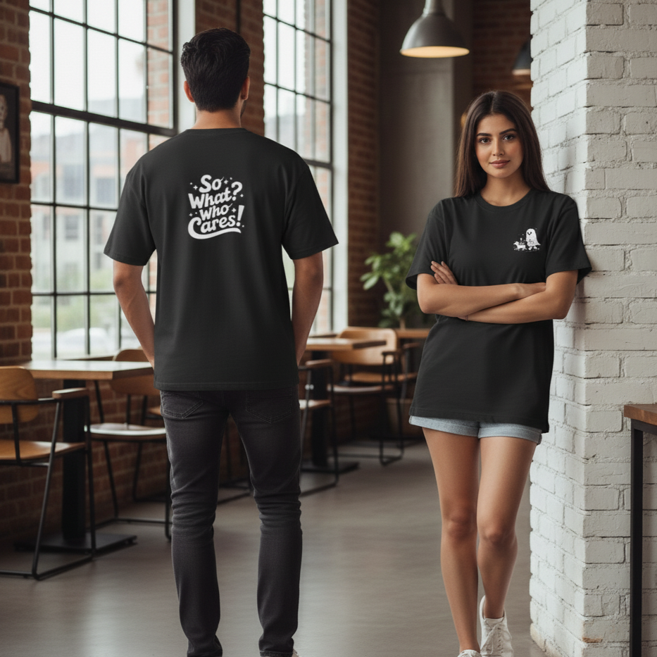 Ghost Walking Dog Graphic T-Shirt | Minimal Aesthetic Unisex Tee – Evora