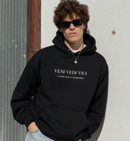 Evora “Veni Dedi Vici” Hoodie – Minimal Streetwear Essential