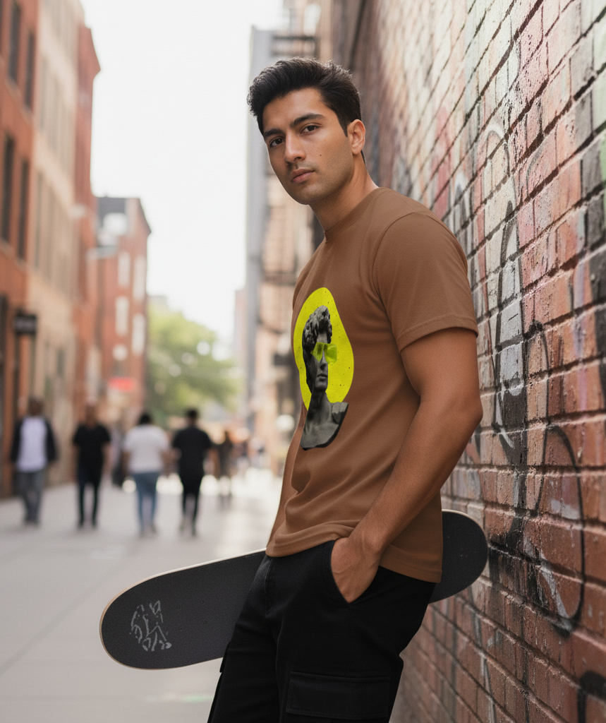 Men's Abstract Ink Graphic Oversized T-Shirt - Streetwear Cotton Tee