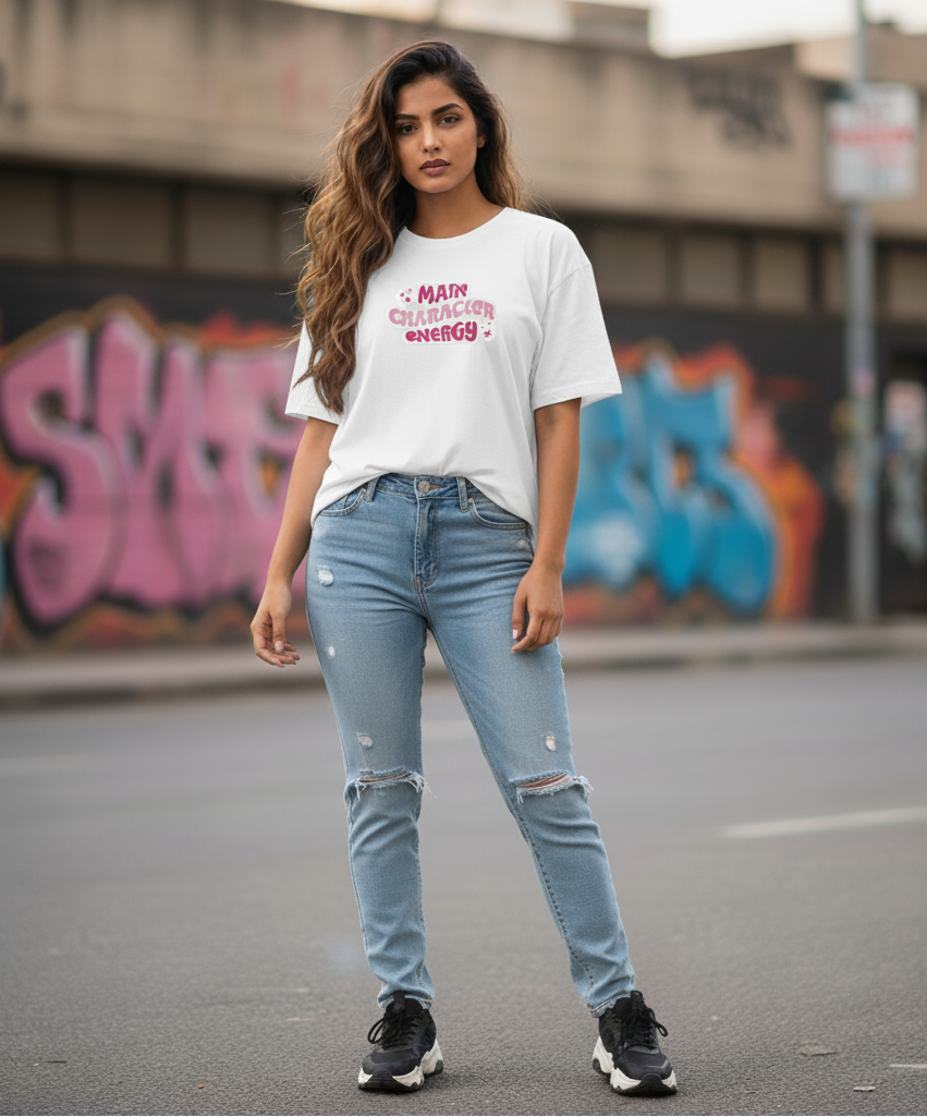 Main Character Energy Women Oversized Tee - Aesthetics of Evora