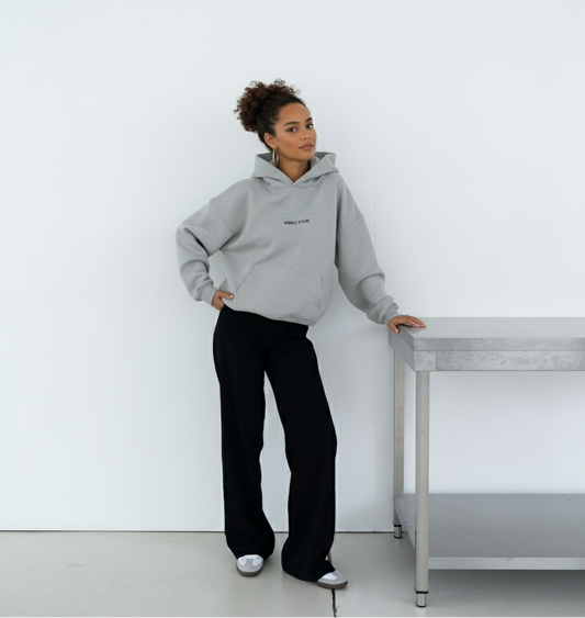 Widely Calm Women’s Minimalist Oversized Hoodie – Soft Grey