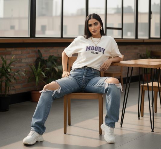 Evora “MOODY EST. 7AM” Oversized Women’s T-Shirt