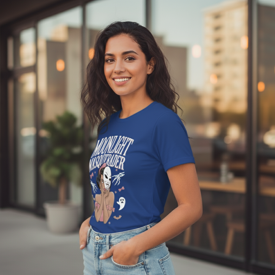 Moonlight Masquerader Women’s Graphic T-Shirt – Vintage Gothic Aesthetic Tee