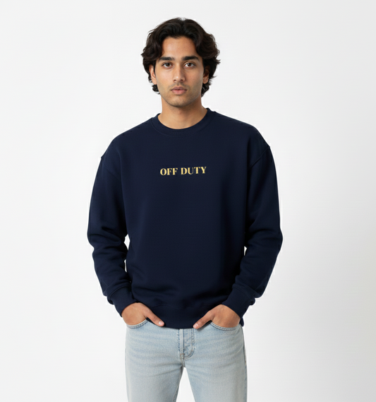 System Recalibration Oversized Men’s Navy Sweatshirt