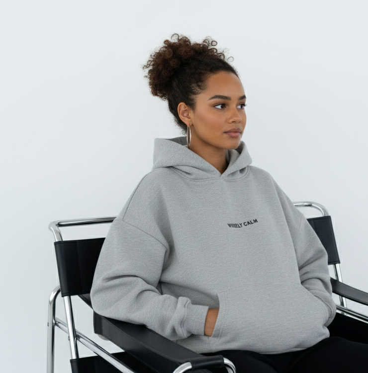 Widely Calm Women’s Minimalist Oversized Hoodie – Soft Grey
