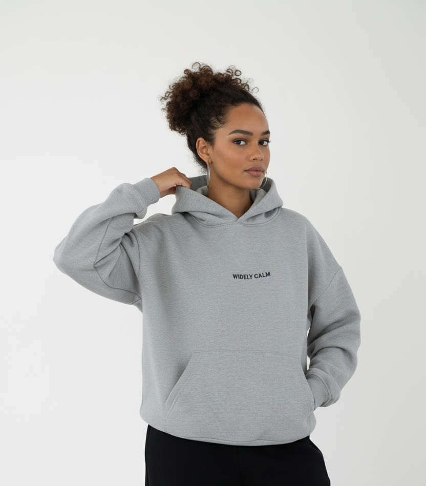 Widely Calm Women’s Minimalist Oversized Hoodie – Soft Grey