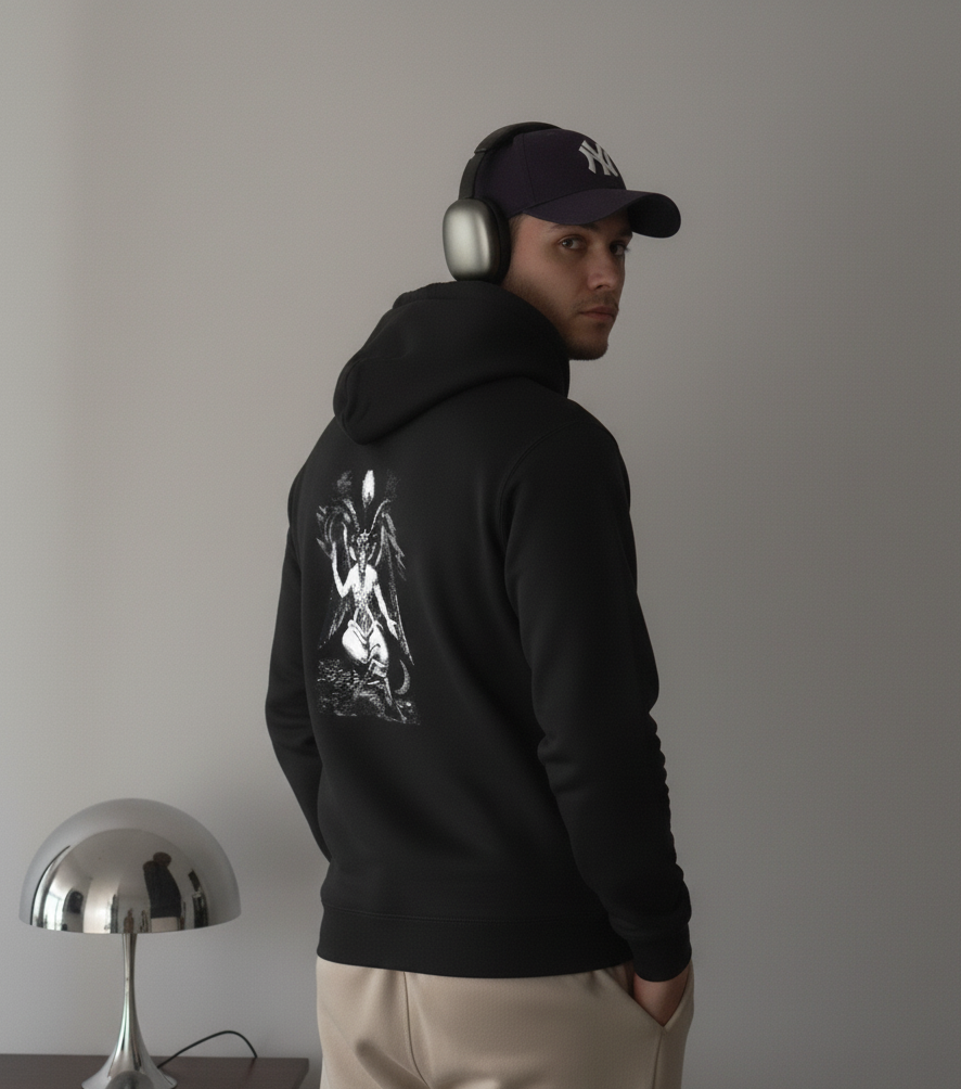 “Baphomet Sigil Premium Black Hoodie – Dark Aesthetic Streetwear”