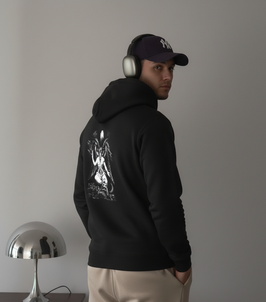 “Baphomet Sigil Premium Black Hoodie – Dark Aesthetic Streetwear”