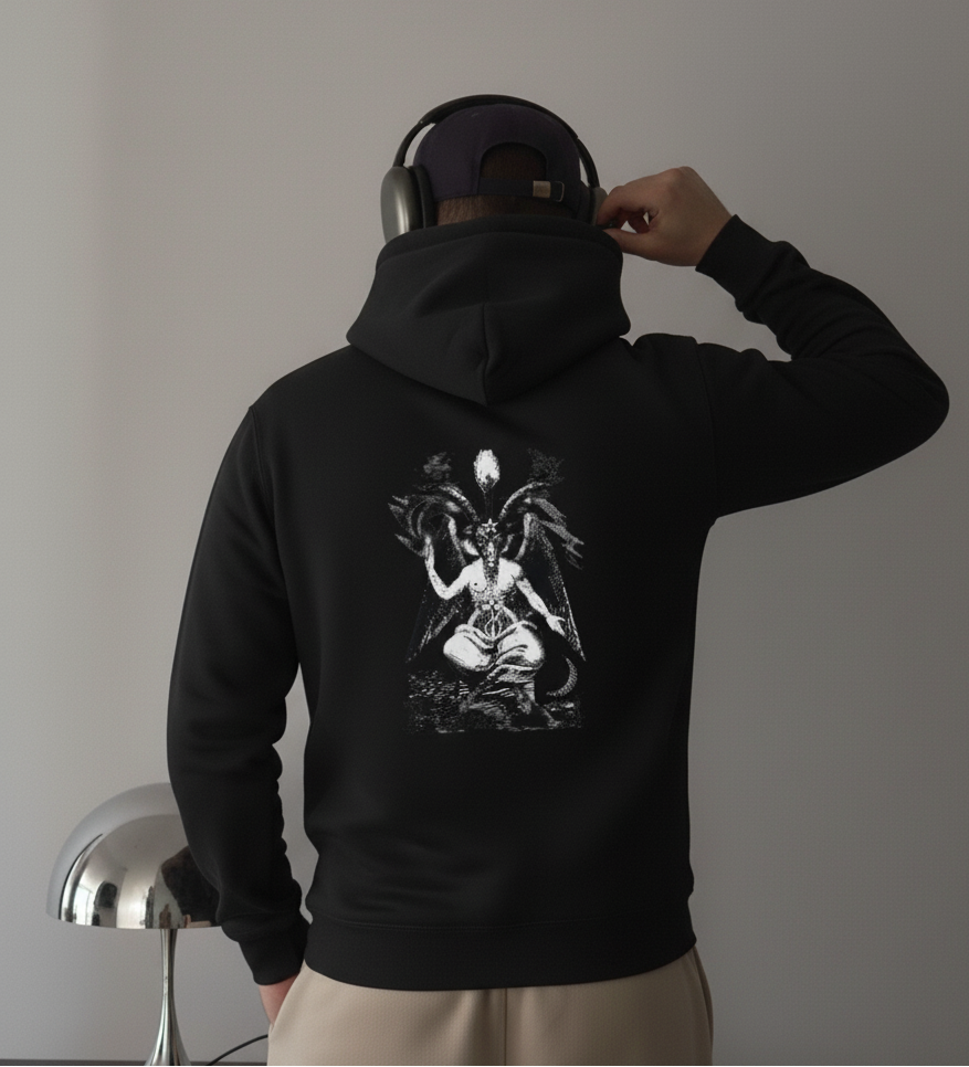 “Baphomet Sigil Premium Black Hoodie – Dark Aesthetic Streetwear”