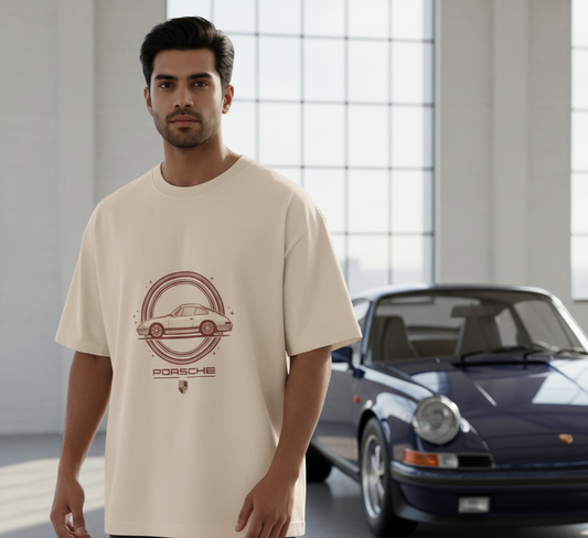 Vintage Porsche 911 Graphic Oversized T-Shirt | Retro Car Tee